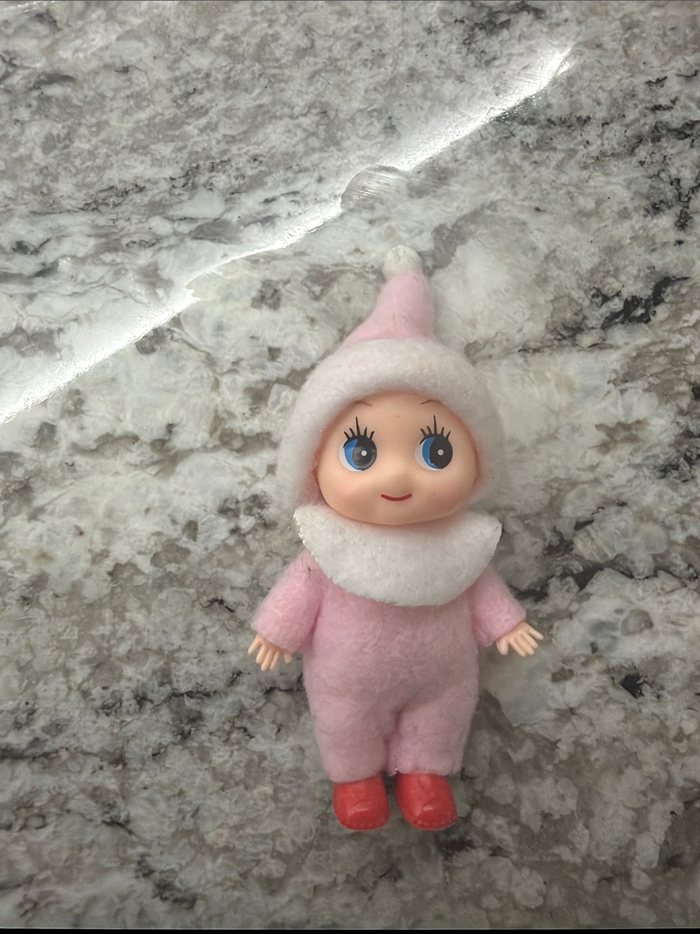 Plush Pink Elf Doll with Red Boots - 3 Inches tall